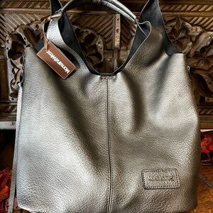 Montana West Black Pebbled Leather Hobo Bag